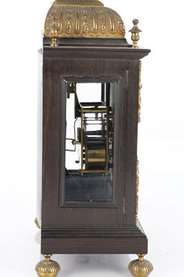 Lot 939 - A LATE 19TH CENTURY FRENCH EBONISED AND ORMOLU MOUNTED BRACKET CLOCK