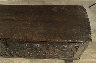Lot 1754 - A RARE 16TH CENTURY OAK GOTHIC CHEST