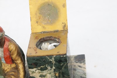 Lot 505 - ATTRIBUTED TO FRANZ BERGMANN, A 19TH CENTURY COLD PAINTED BRONZE AND MARBLE FIGURAL INKSTAND