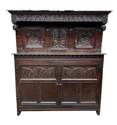Lot 1707 - A 17TH CENTURY ENGLISH OAK COURT CUPBOARD