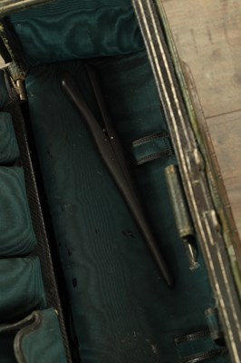 Lot 650 - A 19TH CENTURY GENTLEMAN'S CROCODILE SKIN TRAVELLING BAG