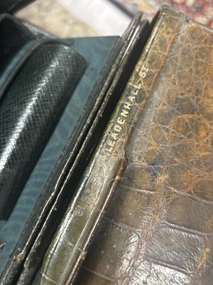 Lot 650 - A 19TH CENTURY GENTLEMAN'S CROCODILE SKIN TRAVELLING BAG