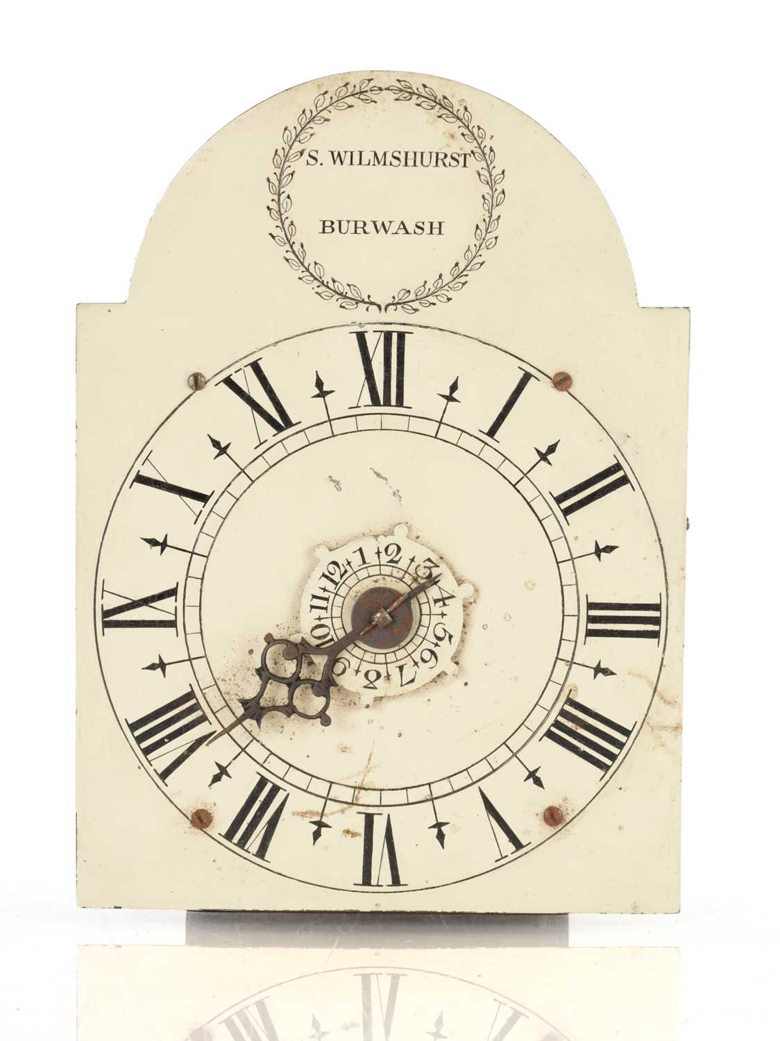 Lot 1530 - S. WILMSHURST, BURWASH. A LATE 18TH CENTURY 5 1/2” DIAL 30-HOUR HOODED WALL CLOCK MOVEMENT