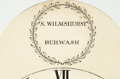 Lot 1530 - S. WILMSHURST, BURWASH. A LATE 18TH CENTURY 5 1/2” DIAL 30-HOUR HOODED WALL CLOCK MOVEMENT