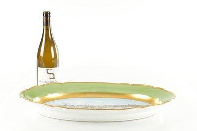 Lot 69 - AN EARLY 20TH CENTURY MEISSEN OVAL MEAT PLATE WITH PAINTED SCENE OF DUSSELDORF
