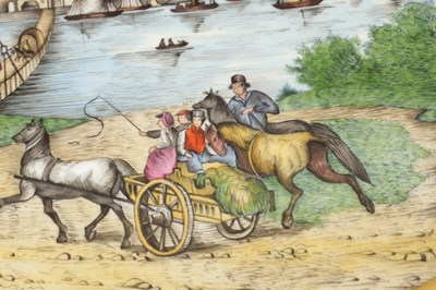 Lot 69 - AN EARLY 20TH CENTURY MEISSEN OVAL MEAT PLATE WITH PAINTED SCENE OF DUSSELDORF