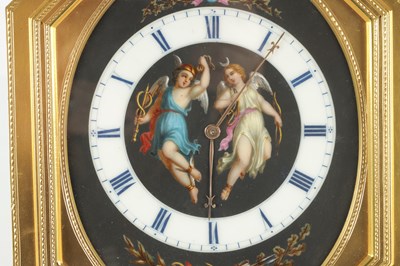 Lot 1093 - THOMAS COLE. A RARE AND LARGE MID 19TH CENTURY GILT AND PORCELAIN STRUT CLOCK