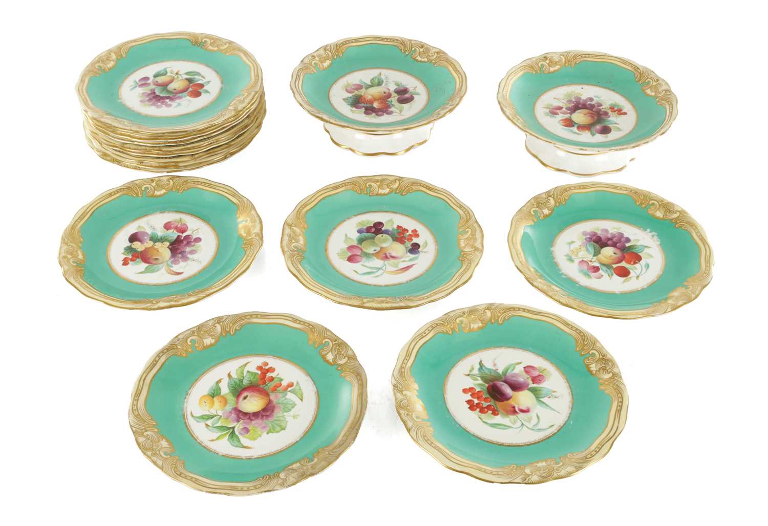 Lot 94 - A 19TH CENTURY ENGLISH PORCELAIN DESSERT SERVICE