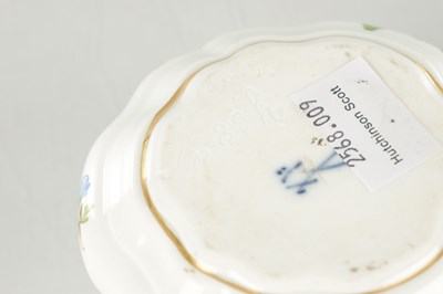 Lot 48 - A 19TH CENTURY MEISSEN PORCELAIN POUNCE POT AND A MINIATURE MEISSEN VASE