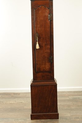 Lot 1116 - G. PAYNE, LUDLOW. AN EARLY 18TH CENTURY OAK SINGLE HANDED 30HR 10" LONGCASE CLOCK