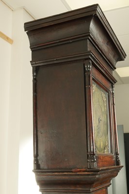 Lot 1116 - G. PAYNE, LUDLOW. AN EARLY 18TH CENTURY OAK SINGLE HANDED 30HR 10" LONGCASE CLOCK