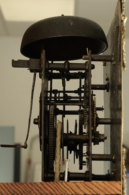 Lot 1116 - G. PAYNE, LUDLOW. AN EARLY 18TH CENTURY OAK SINGLE HANDED 30HR 10" LONGCASE CLOCK