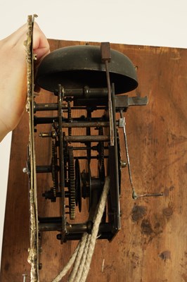 Lot 1116 - G. PAYNE, LUDLOW. AN EARLY 18TH CENTURY OAK SINGLE HANDED 30HR 10" LONGCASE CLOCK