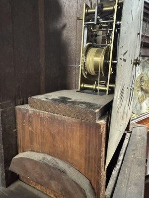 Lot 1335 - SAMUEL LONGHAM, LONDON. A GEORGE III FIGURED MAHOGANY SILVERED DIAL ROCKING SHIP AUTOMANTAN EIGHT-DAY LONGCASE CLOCK