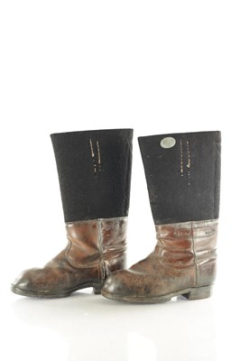 Lot 698 - A PAIR OF ORIGINAL WWII NAZI GERMAN WINTER ISSUE LEATHER AND FELT HOBNAIL BOOTS