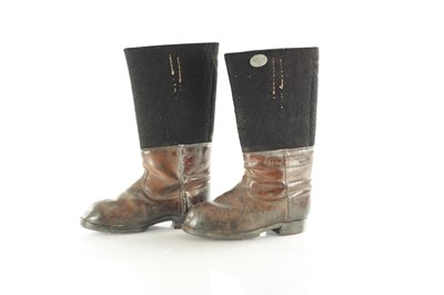Lot 698 - A PAIR OF ORIGINAL WWII NAZI GERMAN WINTER ISSUE LEATHER AND FELT HOBNAIL BOOTS