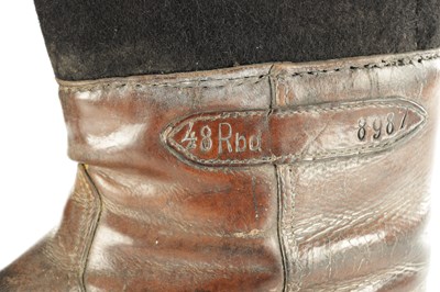 Lot 698 - A PAIR OF ORIGINAL WWII NAZI GERMAN WINTER ISSUE LEATHER AND FELT HOBNAIL BOOTS