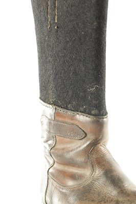 Lot 698 - A PAIR OF ORIGINAL WWII NAZI GERMAN WINTER ISSUE LEATHER AND FELT HOBNAIL BOOTS