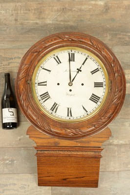 Lot 1324 - JOSEPH PENNINGTON, LIVERPOOL. A 19TH CENTURY TRIPLE FUSEE DROP DIAL WALL CLOCK