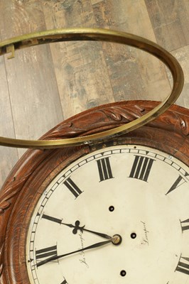 Lot 1324 - JOSEPH PENNINGTON, LIVERPOOL. A 19TH CENTURY TRIPLE FUSEE DROP DIAL WALL CLOCK