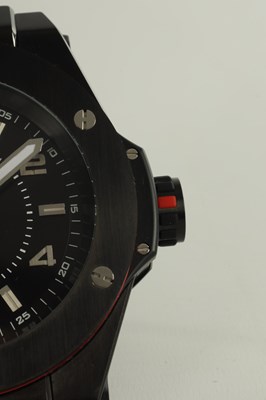 Lot 976 - A BLACK STEEL HUBLOT BIG BANG FERRARI DESK CLOCK