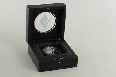 Lot 976 - A BLACK STEEL HUBLOT BIG BANG FERRARI DESK CLOCK
