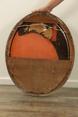 Lot 523 - A LATE 19TH CENTURY OVAL REVERSE PAINTED MIRROR