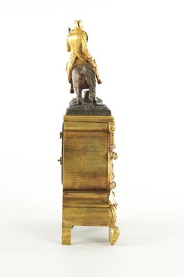 Lot 956 - A SMALL EARLY 19TH CENTURY FRENCH ORMOLU AND BRONZE FIGURAL MANTEL CLOCK