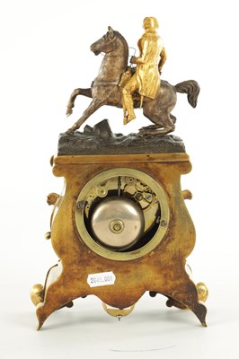 Lot 956 - A SMALL EARLY 19TH CENTURY FRENCH ORMOLU AND BRONZE FIGURAL MANTEL CLOCK