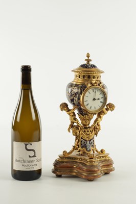 Lot 953 - A LATE 19TH CENTURY FRENCH ORMOLU AND CHAMPLEVE ENAMEL MANTEL CLOCK