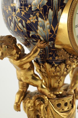 Lot 953 - A LATE 19TH CENTURY FRENCH ORMOLU AND CHAMPLEVE ENAMEL MANTEL CLOCK