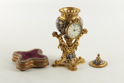 Lot 953 - A LATE 19TH CENTURY FRENCH ORMOLU AND CHAMPLEVE ENAMEL MANTEL CLOCK