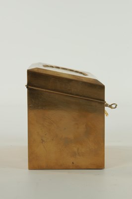 Lot 543 - A 19TH CENTURY GILT BRASS STATIONARY BOX WITH DECORATIVE MAMMOTH TOOTH INLAYS