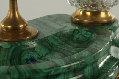 Lot 542 - A 19TH CENTURY FRENCH MALACHITE AND ORMOLU INK STAND