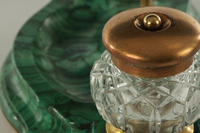 Lot 542 - A 19TH CENTURY FRENCH MALACHITE AND ORMOLU INK STAND