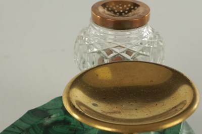 Lot 542 - A 19TH CENTURY FRENCH MALACHITE AND ORMOLU INK STAND