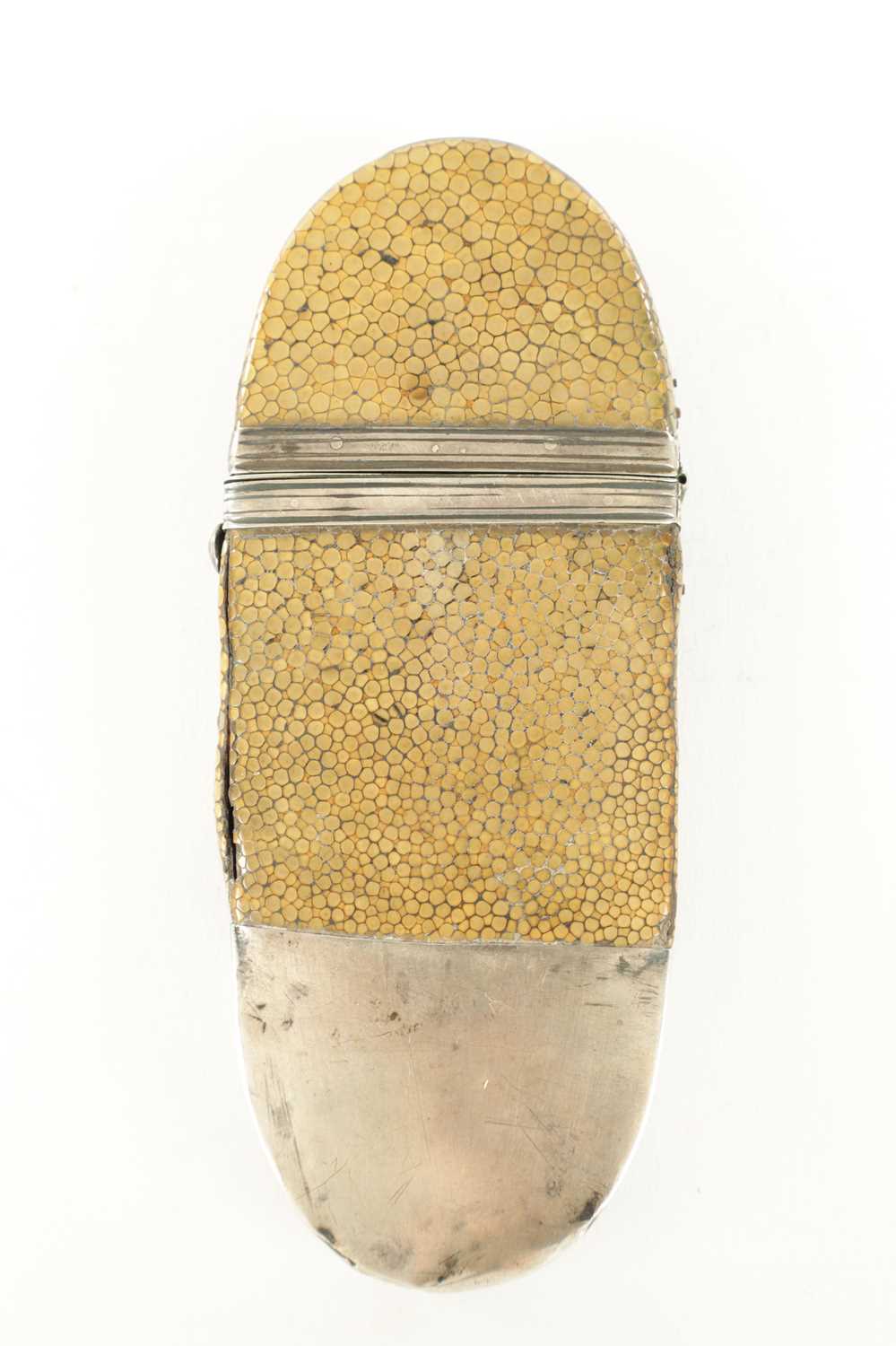 Lot 654 - A GEORGIAN SHAGREEN CASE AND SPECTACLES