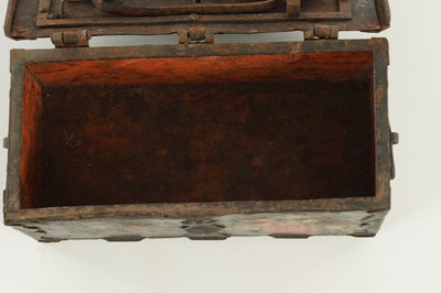 Lot 628 - A 17TH CENTURY GERMAN PAINTED IRON STRONG BOX