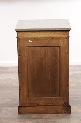 Lot 1230 - A 19TH CENTURY MAHOGANY PEDESTAL SAFE CABINET WITH A WHITE MARBLE TOP