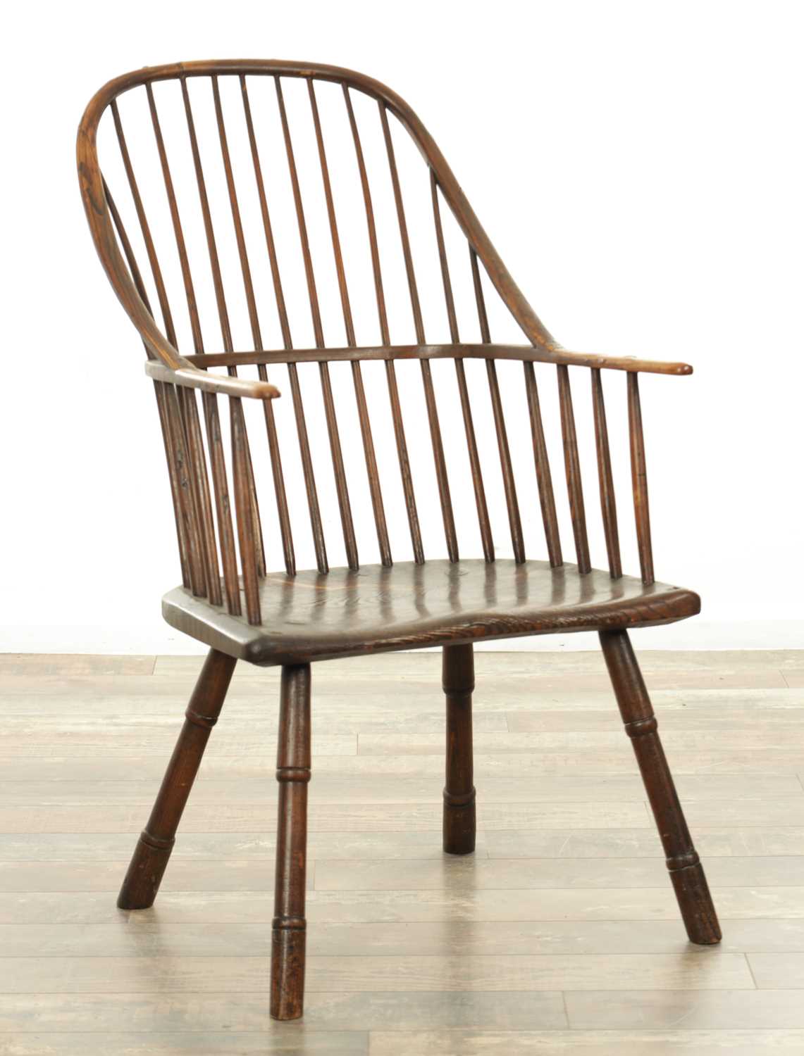 Lot 1345 - A GOOD 18TH CENTURY ASH AND ELM WELSH STICKBACK CHAIR