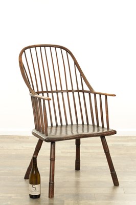 Lot 1345 - A GOOD 18TH CENTURY ASH AND ELM WELSH STICKBACK CHAIR