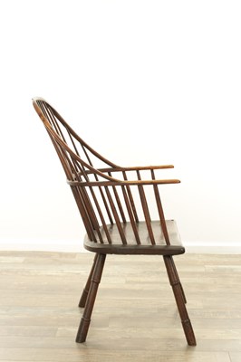 Lot 1345 - A GOOD 18TH CENTURY ASH AND ELM WELSH STICKBACK CHAIR