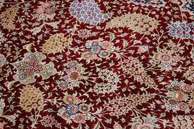 Lot 1474 - AN IRANIAN SILK-ON-SILK CARPET