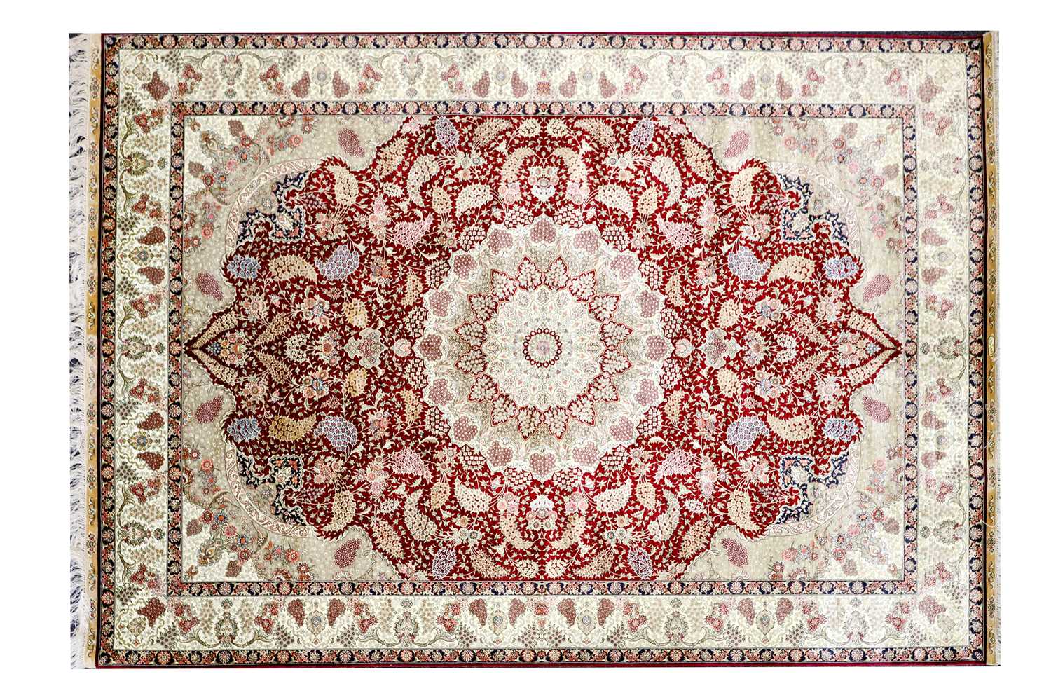 Lot 1474 - AN IRANIAN SILK-ON-SILK CARPET