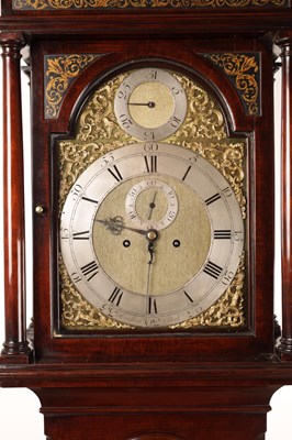 Lot 1320 - HINDLEY (HENRY) YORK A GEORGE II CUBAN MAHOGANY 8-DAY LONGCASE CLOCK
