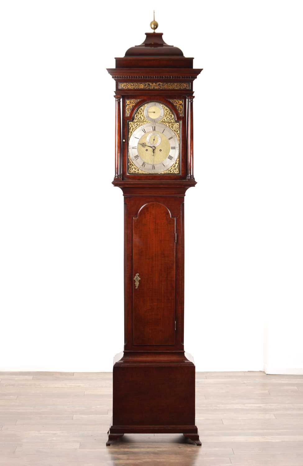 Lot 1320 - HINDLEY (HENRY) YORK A GEORGE II CUBAN MAHOGANY 8-DAY LONGCASE CLOCK