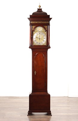 Lot 1320 - HINDLEY (HENRY) YORK A GEORGE II CUBAN MAHOGANY 8-DAY LONGCASE CLOCK