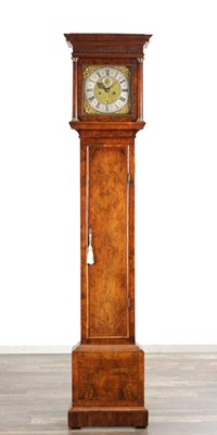 Lot 1332 - WILLIAM WILSON, LONDON. A LATE 17TH CENTURY BURR WALNUT LONGCASE CLOCK