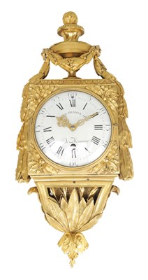 Lot 1219 - ANDRE HESSEN. A LATE 18TH CENTURY FRENCH ORMOLU QUARTER REPEATING CARTEL CLOCK