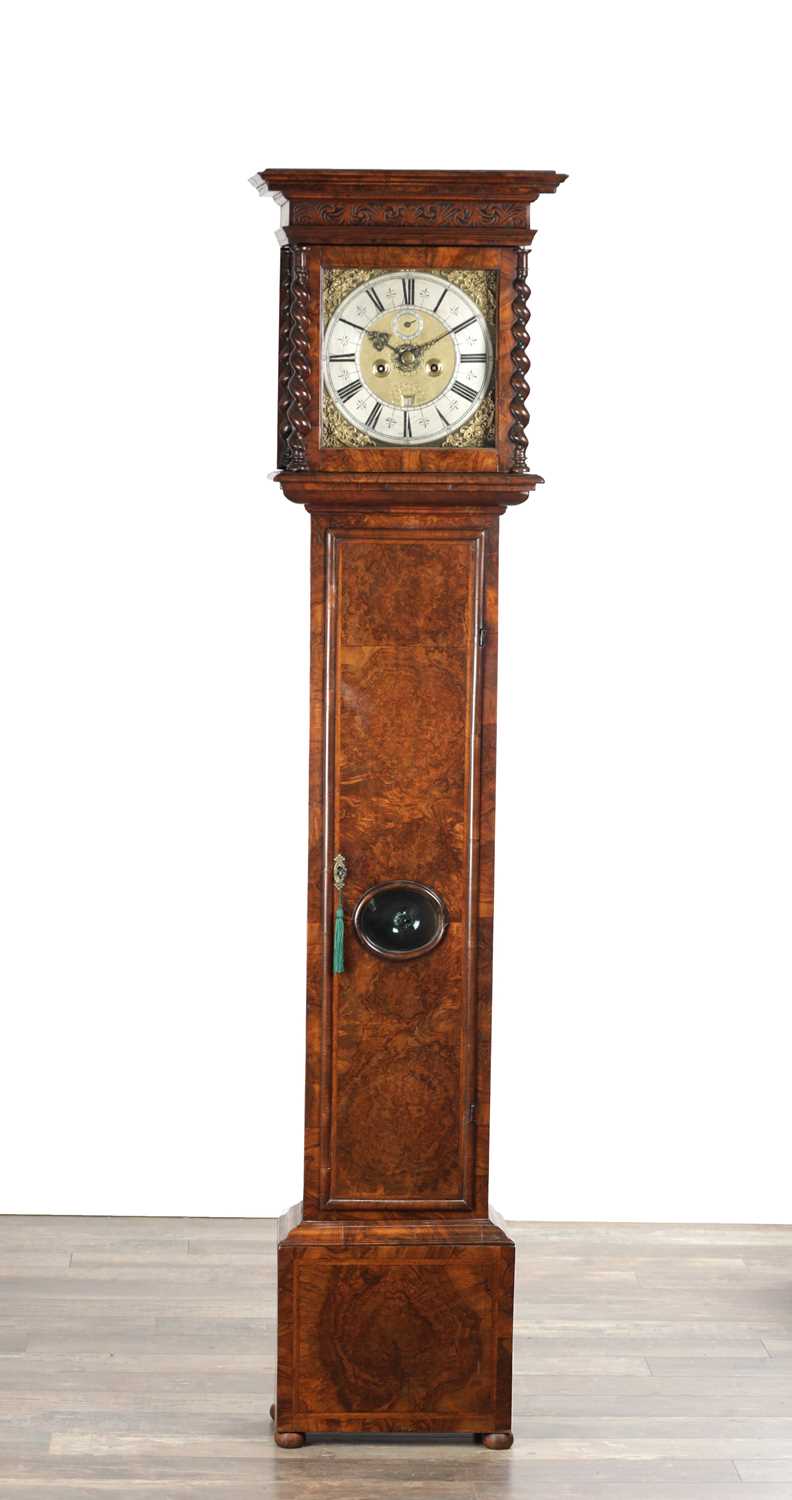 Lot 1337 - WILLIAM TIPLING IN LEEDS. A LATE 17TH CENTURY BUR WALNUT LONGCASE CLOCK